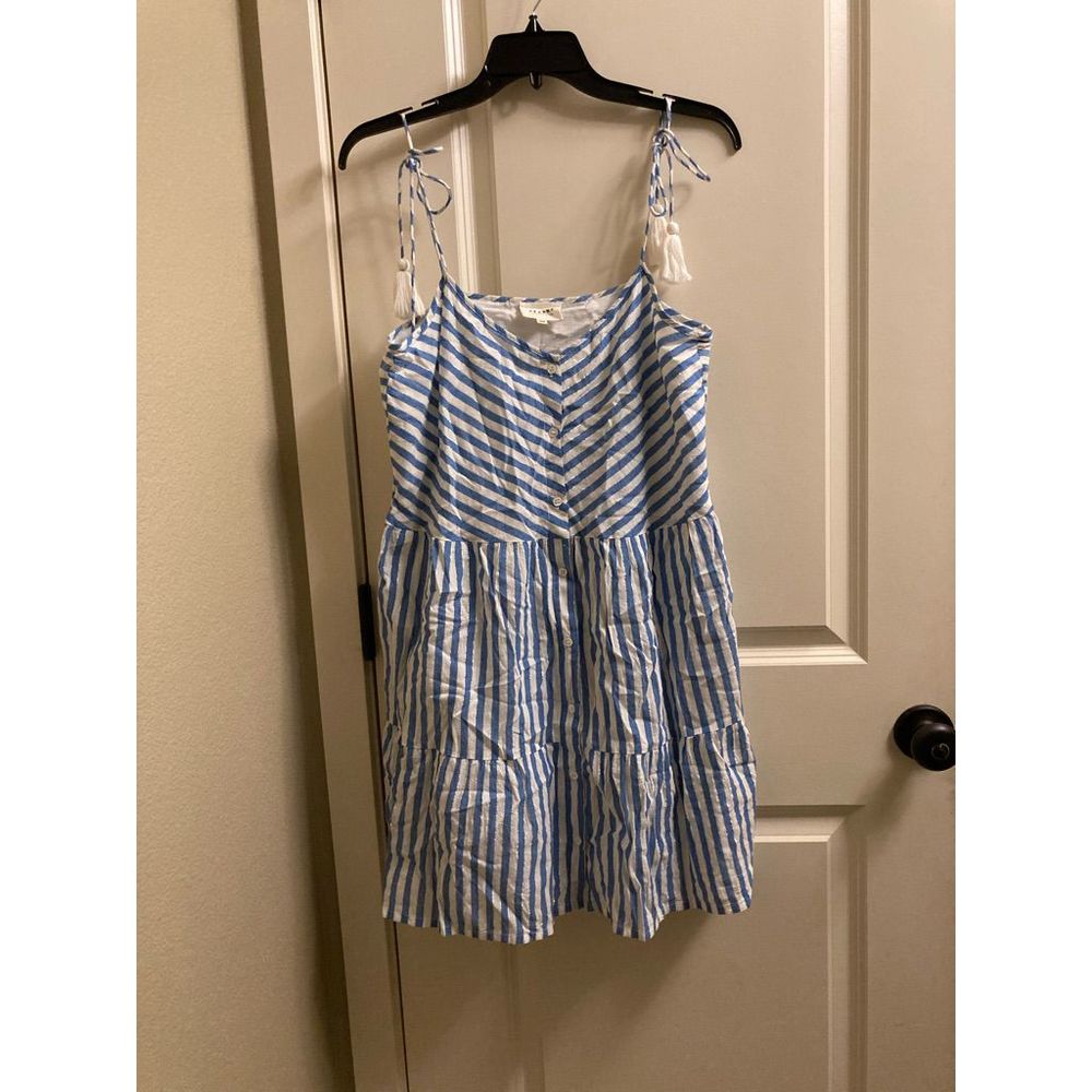 Sezane Felicie Tie Strap Striped Dress